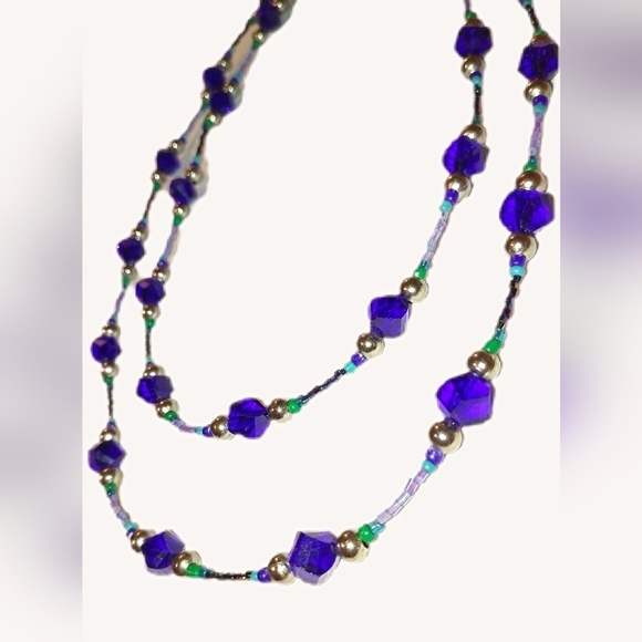 NWT🇨🇦 Artisan Handcrafted shiny AAA Crystal beaded long Statement Necklace - Picture 7 of 16